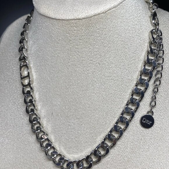 Authentic Christian Dior Vintage Chain Necklace CD Logo Heavy Statement 17” - Picture 9 of 12